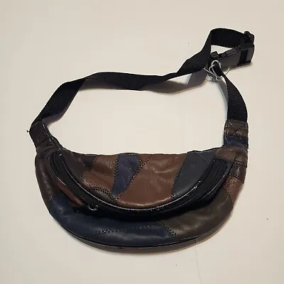 Vintage Leather Patchwork Fanny Pack Waist Bag Buckle Sling Belt Purse • $17.99