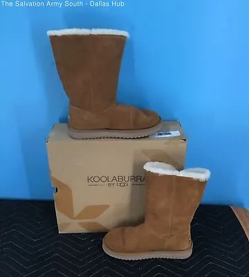 Koolaburra By Ugg Kinslei Tall Chestnut Boots Suede Sheepskin Size US 7 Women's • $14.99