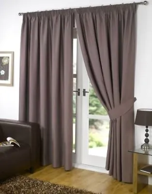 Faux Silk Fully Lined Curtains Pencil Pleat Or Eyelet Ring Top Free Tiebacks • £20.90