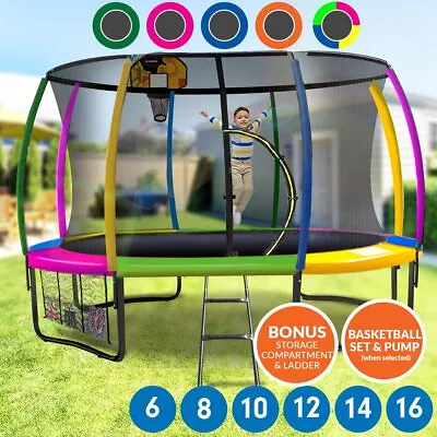 Trampoline 6/8/10ft/12/14 16ft Basketball Set Spring Mat Net Safety Pad Round • $485