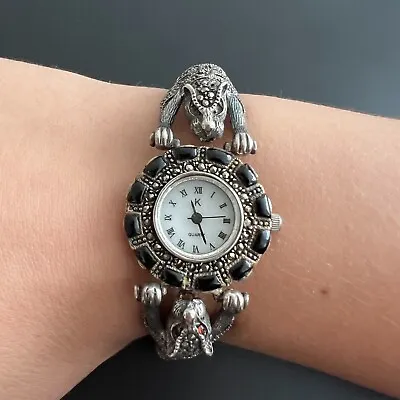 Sterling Silver 925 ART DECO Jaguar Watch Marcasite Stones SPARE REPAIR 41.6g • £97.98