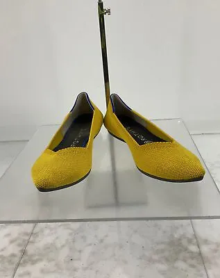 Rothy's Mustard Yellow Knit Fabric Pointed-Toe Slip-On Flats Size 9 • $40