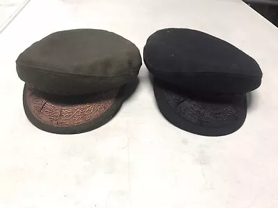 Vtg Greek Fishermans Hat Lot Of 2 Green And Navy Made In Greece Punk Goth Steam • $66.57