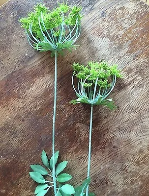 Green Artificial Cow Parsley Silk Flowers Realistic Faux Dill Anethum • £6