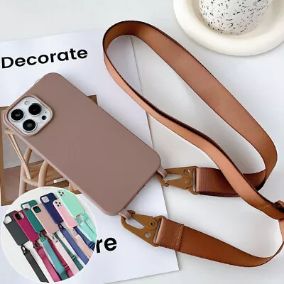 Crossbody Lanyard Case For IPhone 15 Pro Max 14 13 12 11 Silicone TPU Slim Cover • £3.71