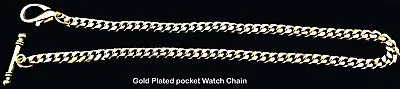 Gold Plated Custom Made 12  Inches Long T-Bar End Pocket Watch Chain  • $13.85