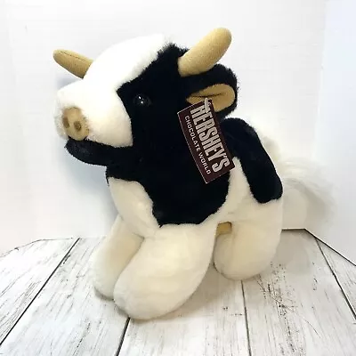 VTG Mary Meyer Plush 10  Black White Dairy Cow Udders Horns Bull HERSHEYS • $20.89