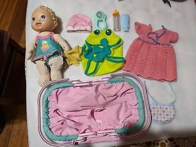 SPLASH N GIGGLE Baby Alive DOLL CARRIER Bib CLOTHES  Bib BOTTLE Rattle TOYS LOT • $24.99