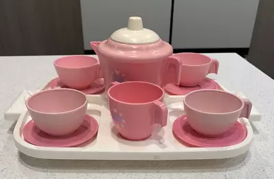 Vintage 1985 Fisher Price Pink Party Tea Set With Tray Pretend Play Set • $31.99