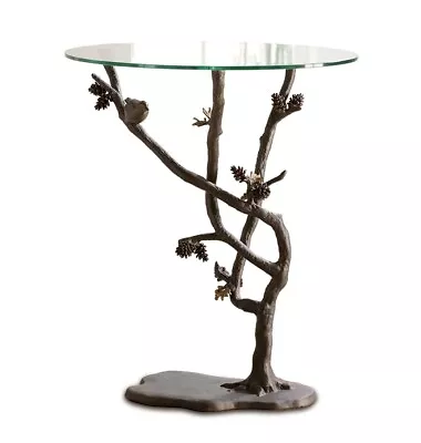 Bird And Pinecone Branch Accent End Table Rustic Cabin Lodge ~ SPI Home 33491 • $407