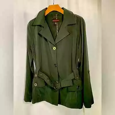 Dana Buchman Belted Safari Blazer Dark Military Green Jacket Women’s Size M NWT  • $34