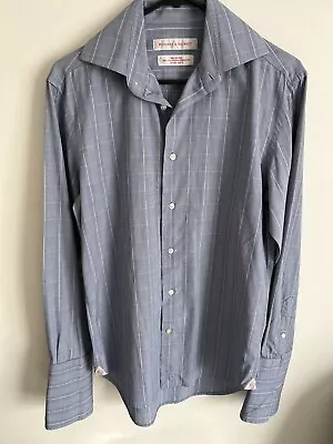 Rhodes And Beckett Men's Long Sleeve Button Up Blue Check Shirt Slim Like New • $29.95