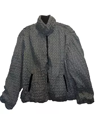 Mycra Pac M L Black Gray Reversible Textured Crinkle Swing Nylon Jacket Coat • $41.49