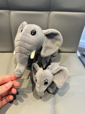 DEAGOSTINI ALL ABOUT MY ANIMAL KINGDOM Soft Toy Plush Set Elephant Mum And Baby • £5