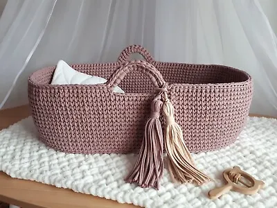 Baby Moses Basket For Girl Boho Baby Bassinet With Stand Newborn Lounger • $132