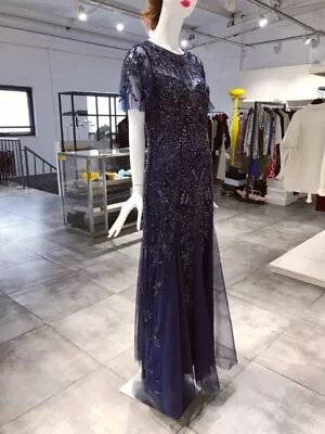 AIDAN MATTOX Elegant Navy Blue Sequined Gown Dress Size 8 NWT • $229