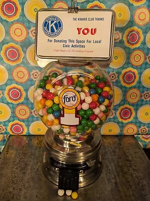 1 CENT GUMBALL MACHINE - Vintage Ford Gum W/ Plastic Globe Topper & Decal • $14