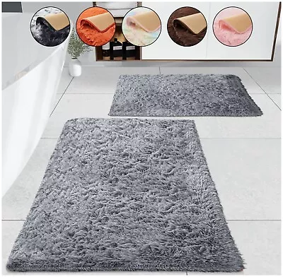 Bath Mat Set Small Large Non Slip Bathroom Rugs Anti Mould Water Absorbent Mats • £6.29