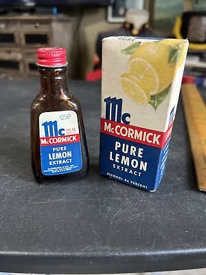 Vintage 1950s Bee Brand Blue McCormick Spices Bottle & Box Pure Lemon Extract • $9.99