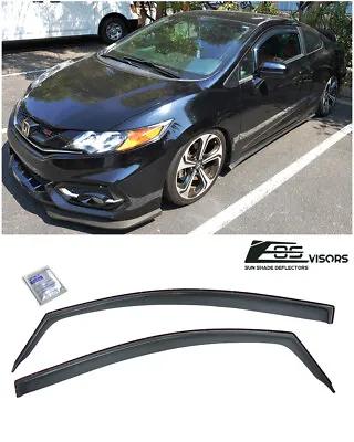 $37.99 • Buy JDM In Channel SMOKE TINTED Sun Shade Rain Guards For 12-15 Honda Civic Coupe