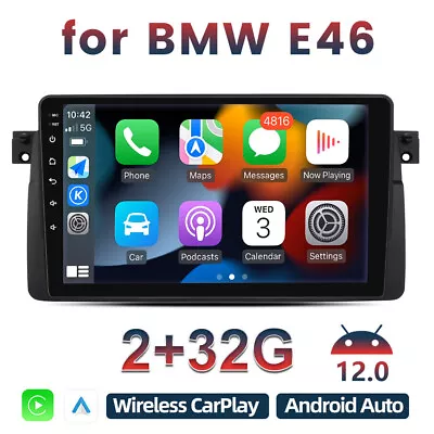 For BMW 3-Series E46 1998-2006 RDS Carplay GPS Nav Android 12 Car Stereo Radio • $109.99