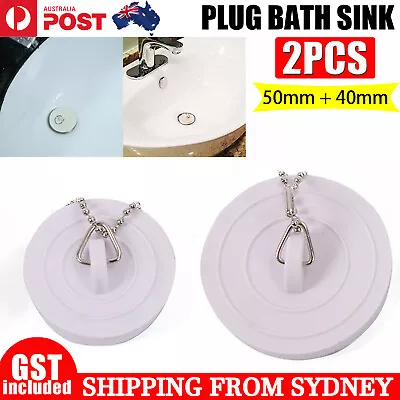 2X Multi Fit Plug Bath Sink 50mm Or 40 Mm Basin Easy Squeeze Lift Combined Pack • $4.99