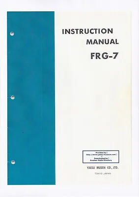 Operating Instructions With Scheme For Yaesu FRG-7 • $21.07