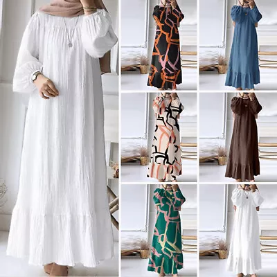 Women Abaya Muslim Long Maxi Dress Fashion Kaftan Dubai Gown Islamic Caftan Robe • £15.55