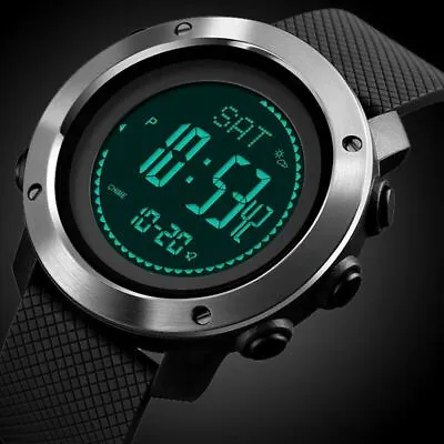 Mens Digital Army Sport Watch Waterproof Thermometer Altimeter Barometer Compass • $34.99