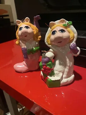 Vintage Jim Henson Miss Piggy Muppets Christmas Ornament 5  Ceramic 1981 • $36