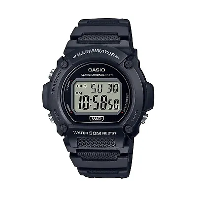 Casio Men's Black Satin Band Alarm Day Date Watch 47MM W219H-1A2V • $21.99