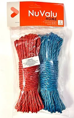 2Pk 50FT Plastic Clothesline Household Outdoor Laundry Rope String Blue Red • $7.99