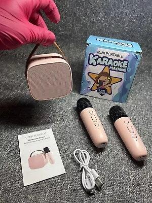 Karaoke Machine Portable Bluetooth Speaker Kids Mini 2 Wireless Microphone Gift • £21.20