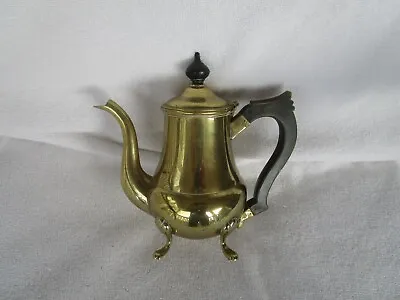 Antique Brass [Coffee/Tea ] Pot With Black Wooden Handle~CLEAN INSIDE!! • £23.05