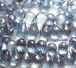 8  BLUE MYSTIC QUARTZ 11-14mm Faceted Briolette Beads • $56.35