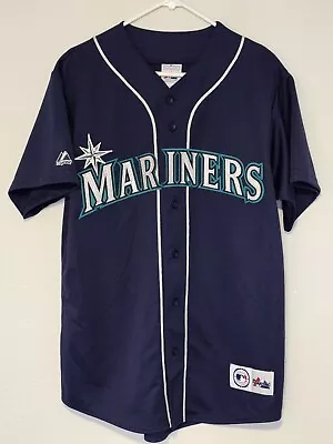 Vintage Majestic MLB Seattle Mariners Navy Jersey Size L • $60