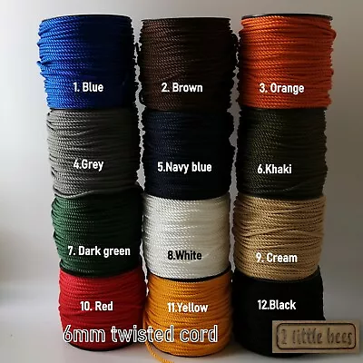 Twisted Cord Soutache Rope 6mm Braid Braided Drawstring Piping Craft Curtains UK • £1.25