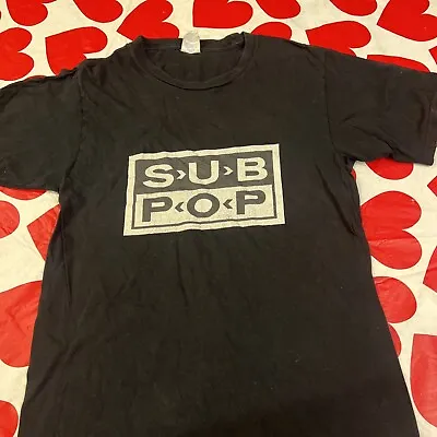 Vintage SUB POP RECORDS T Shirt • Men’s Size S Ch P Black • $27.99