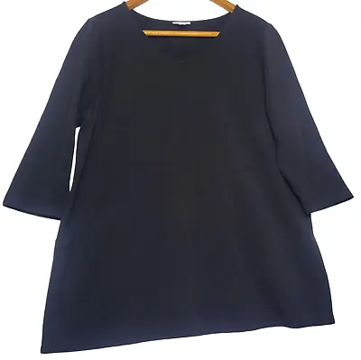 Pure Jill J Jill Tunic Black 3/4 Sleeve V Neck Size XL Pima Cotton Blend Stretch • $16.50