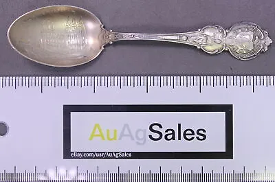 Salt Lake City UT Mormon Temple Gold Wash Sterling Silver Souvenir Spoon • $49