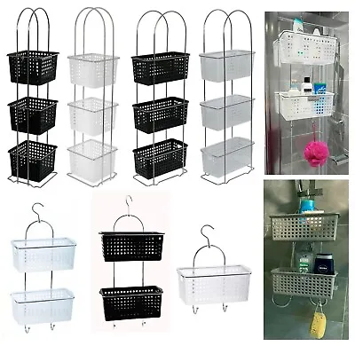Large Plastic 123 Tier Basket Shower Caddy Storage Tidy Organiser With Hook • £19.80