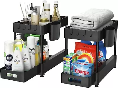 Under Sink Organizers And Storage 2 Pack 2-Tier Multi-purpose Organizers US • $17.55