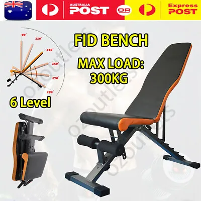 BLACK FID Bench Dumbbell Fitness Flat Incline Decline Press Home Gym Foldable AU • $91.98