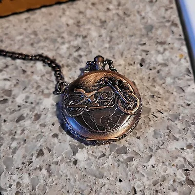 Mini Pocket Watch Motorcycle Bike Lid With Chain Gift For Antique Lover Watch • $14.99