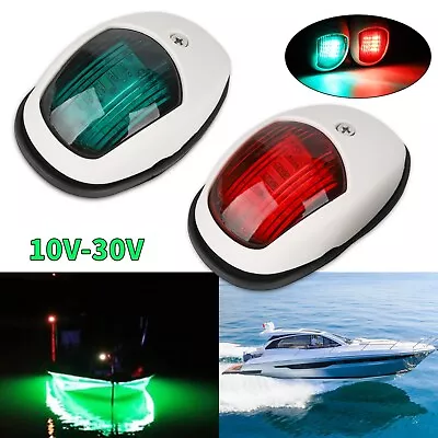 2x Waterproof Red & Green 8 LED Navigation Lights Boat Pontoon Marine Bow Lamp • $12.98