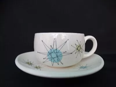 Franciscan China Atomic Starburst 8.5oz Flat Cup & Saucer Very Good Used Cond. • $24