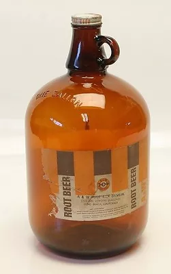 Vintage 1960 A & W Rootbeer Duraglas Amber 1 Gallon Bottle Ac4 • $28.89