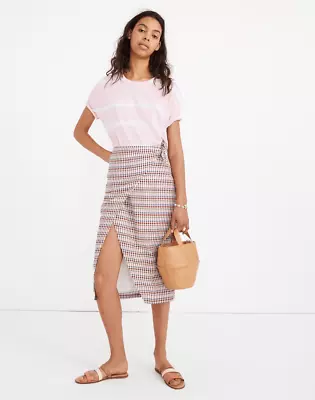 Madewell Sarong Midi Skirt In Rainbow Gingham Tie Bow Casual Size 4 / Size Small • $32.80