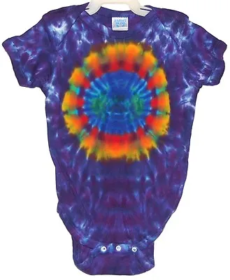 Baby TIE DYE Earth Bow Infant Creeper Hippie NB 6 12 18 24 Month Gift Shower Art • $37.61