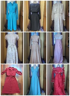 Vintage 60's 70's 80's Prairie Formal Secretary Prom Costume Theatre 9 Dress Lot • $75